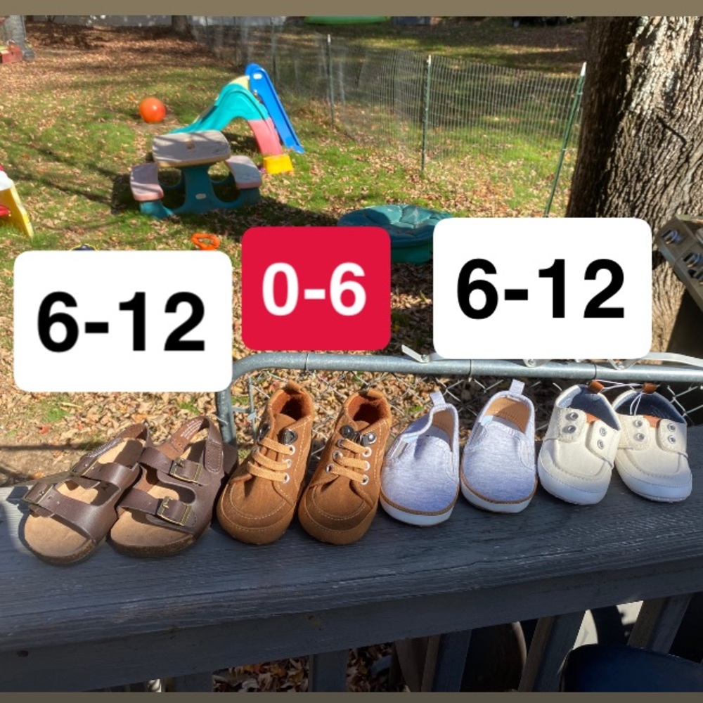 Bundle of (4) Pairs Baby Shoes 0-12 month Stylish Sneakers, Sandals, Slip on